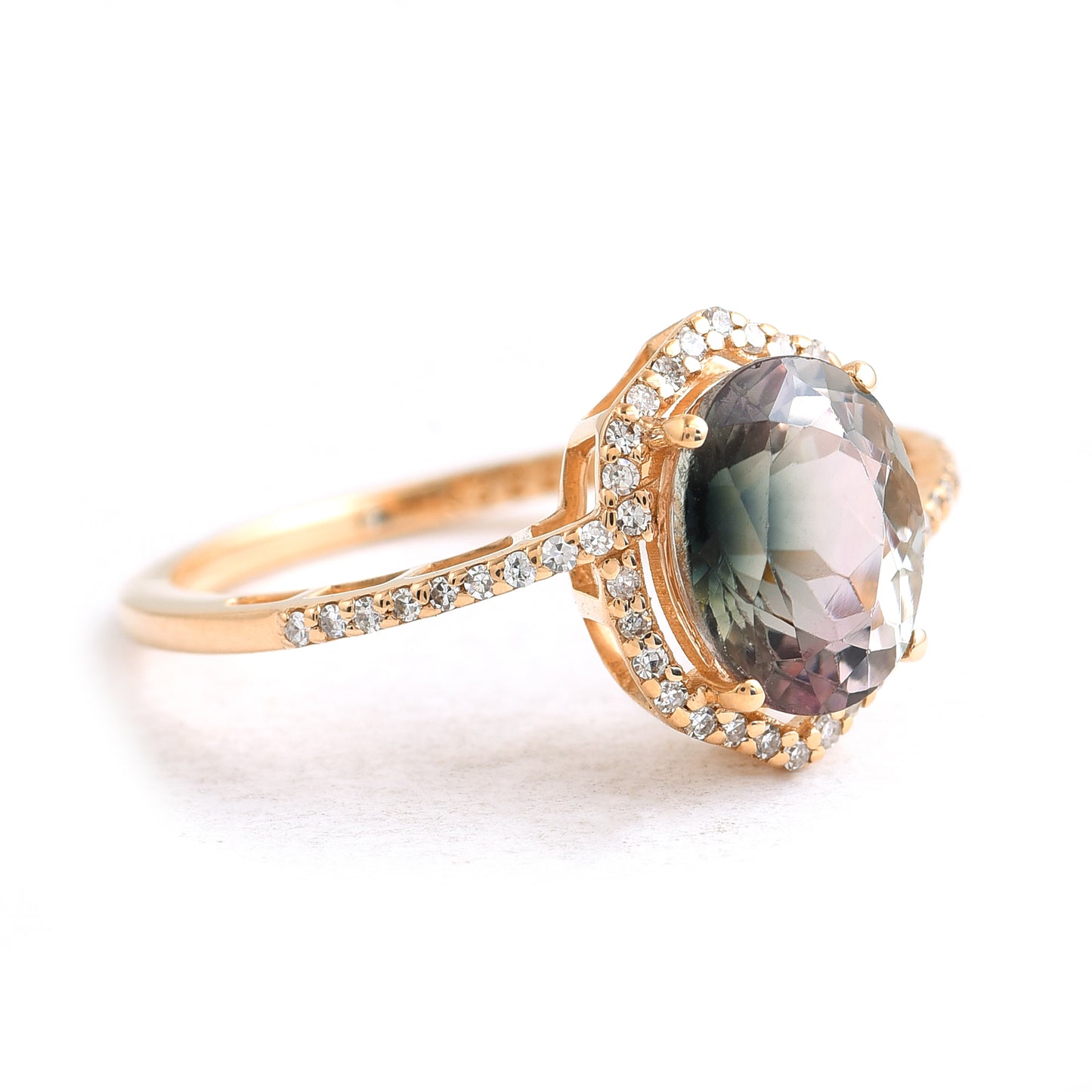 1.99 Ct Oval Mixed Cut Natural Tourmaline 14K Gold Ring