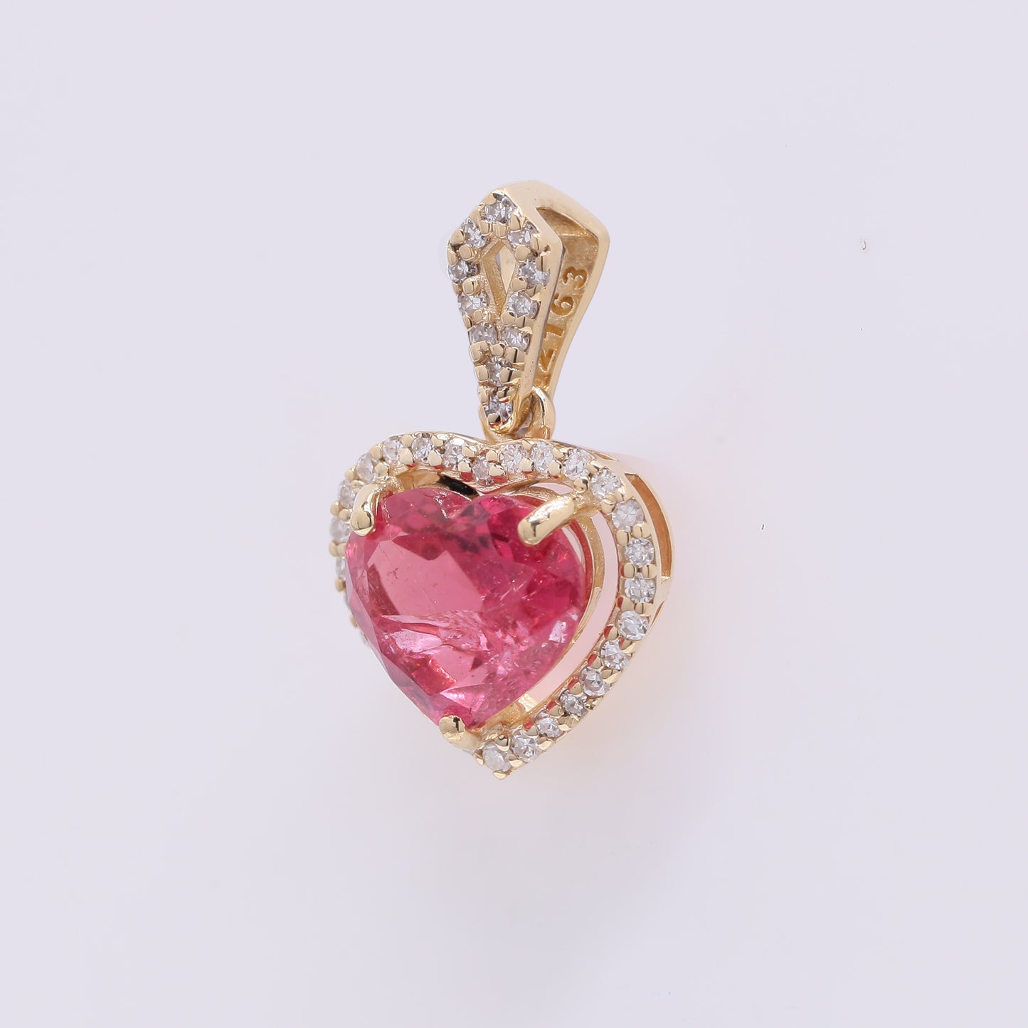 1.45 Ct Heart Mixed Cut Natural Pink Tourmaline 14K Gold Pendant