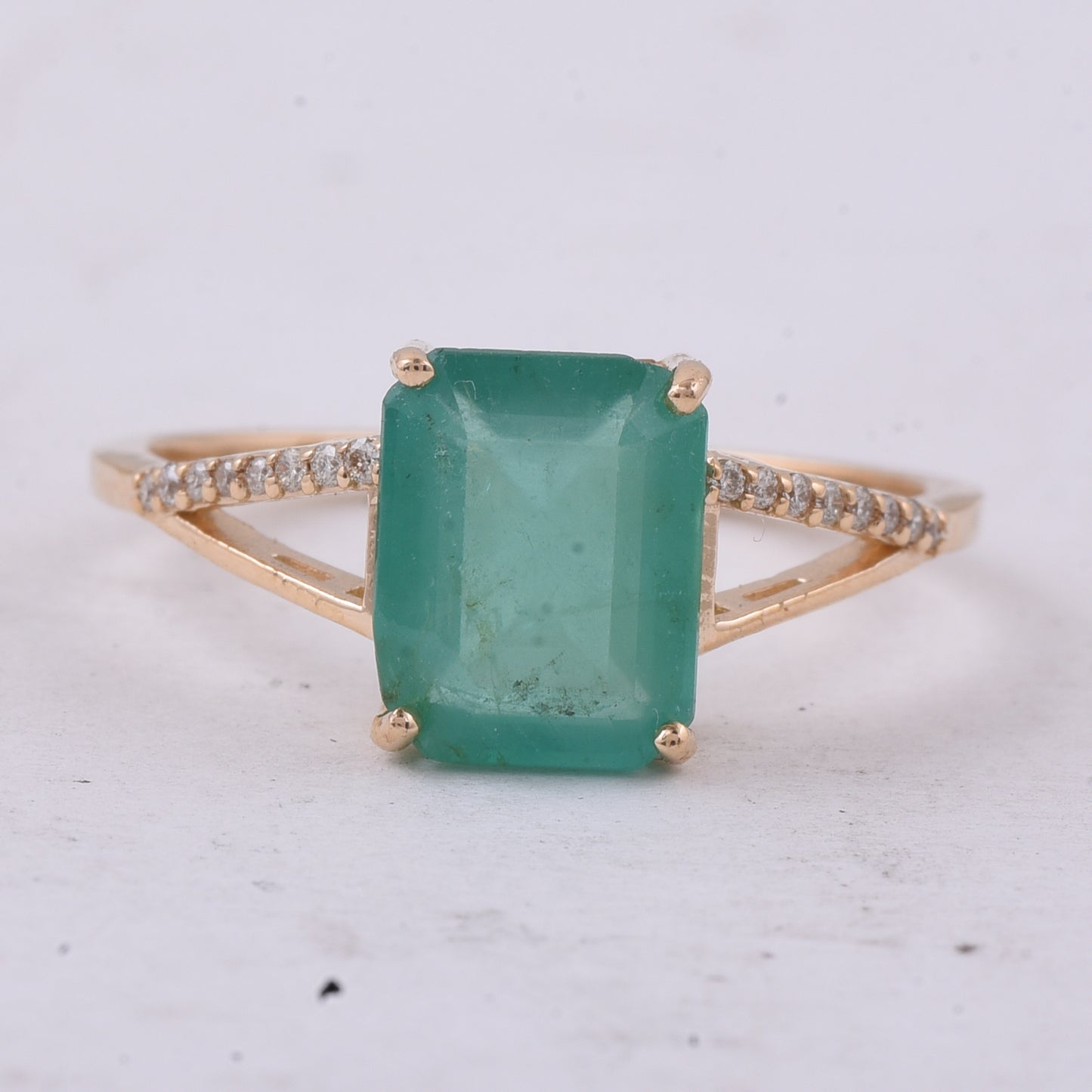 1.93 Ct Octagon Step Cut Natural Emerald 14K Gold Ring