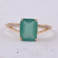 1.93 Ct Octagon Step Cut Natural Emerald 14K Gold Ring