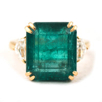 15.40 Ct Emerald Cut Natural Beryl Emerald 18K Gold Ring
