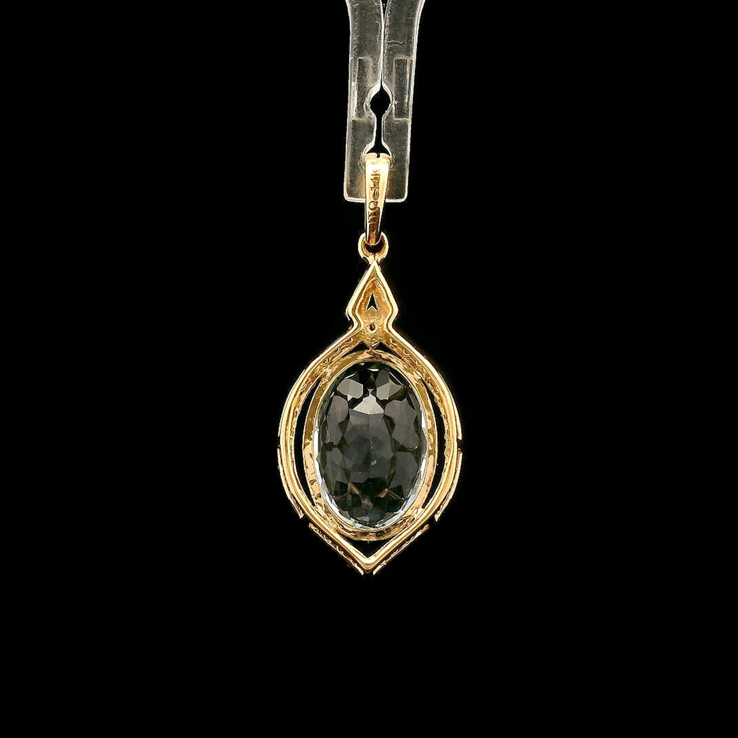 2.93 Ct Oval Mixed Cut Natural Aquamarine 14K Gold Pendant