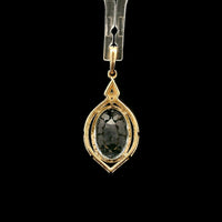 2.93 Ct Oval Mixed Cut Natural Aquamarine 14K Gold Pendant