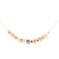 1.56 Ct Round Multi Sapphire 14K Gold Necklace