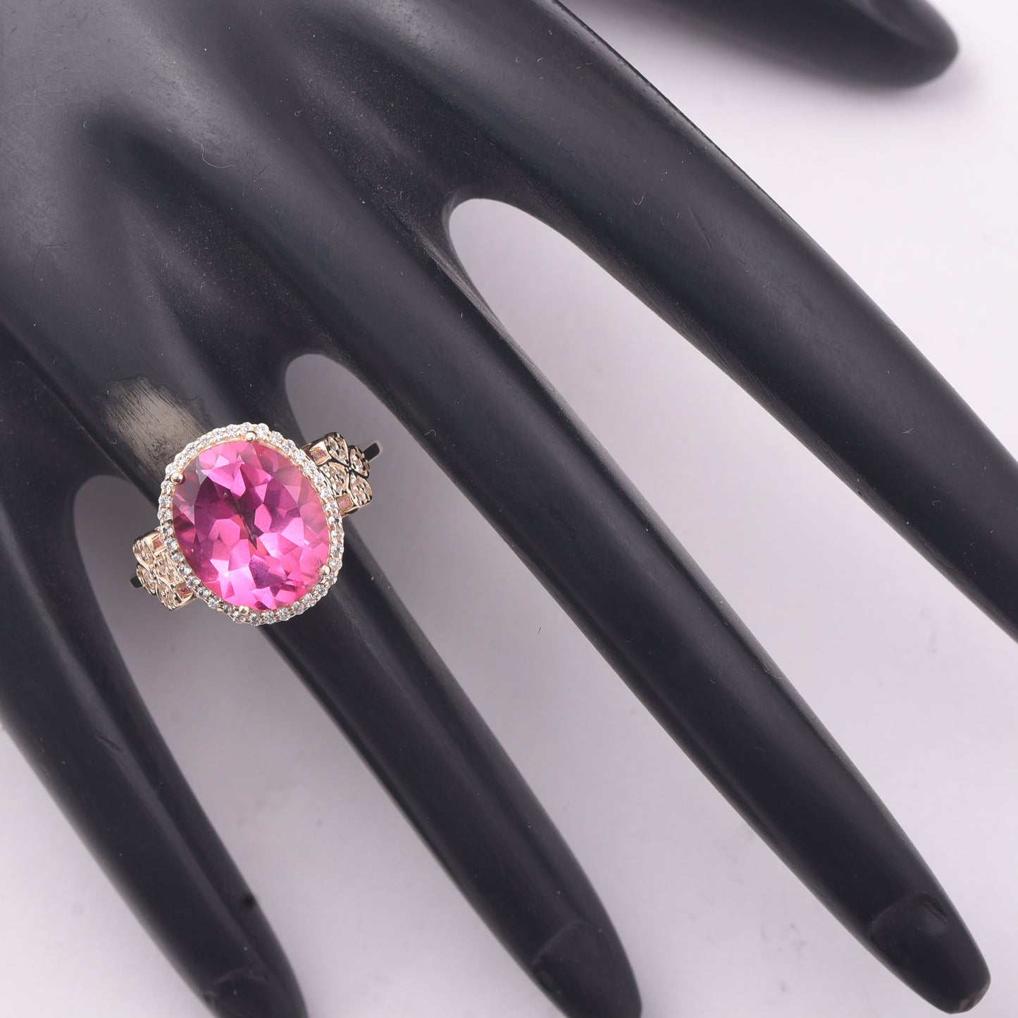 5.73 Ct Oval Pink Topaz 9K Gold Ring