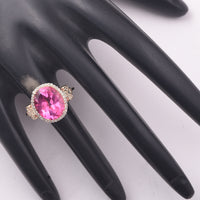 5.73 Ct Oval Pink Topaz 9K Gold Ring