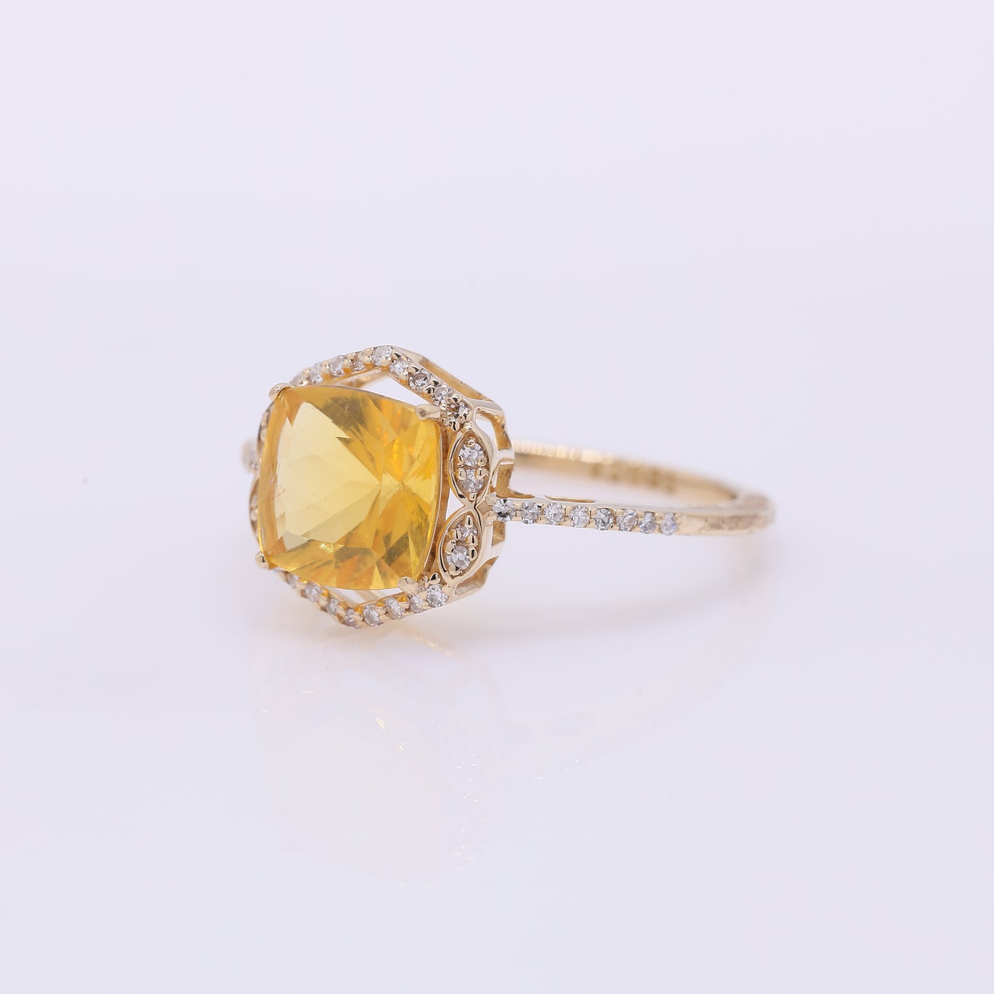 1.50 Ct Cushion Mixed Cut Natural Fire Opal 14K Gold Ring