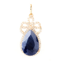 6.64 Ct Pear Mixed Cut Natural Corundum Sapphire 14K Gold Pendant