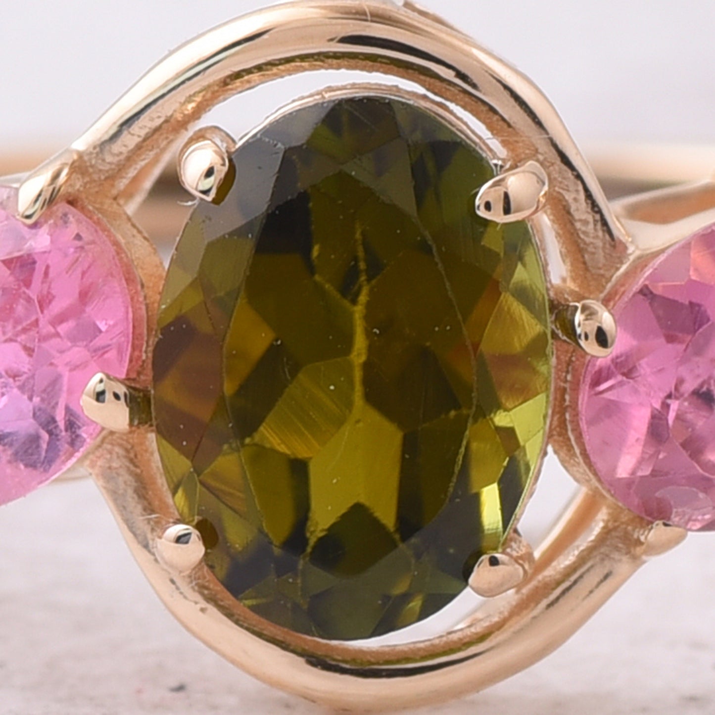 1.28 Ct Oval Natural Multi-Coloured Tourmaline 14K Gold Ring