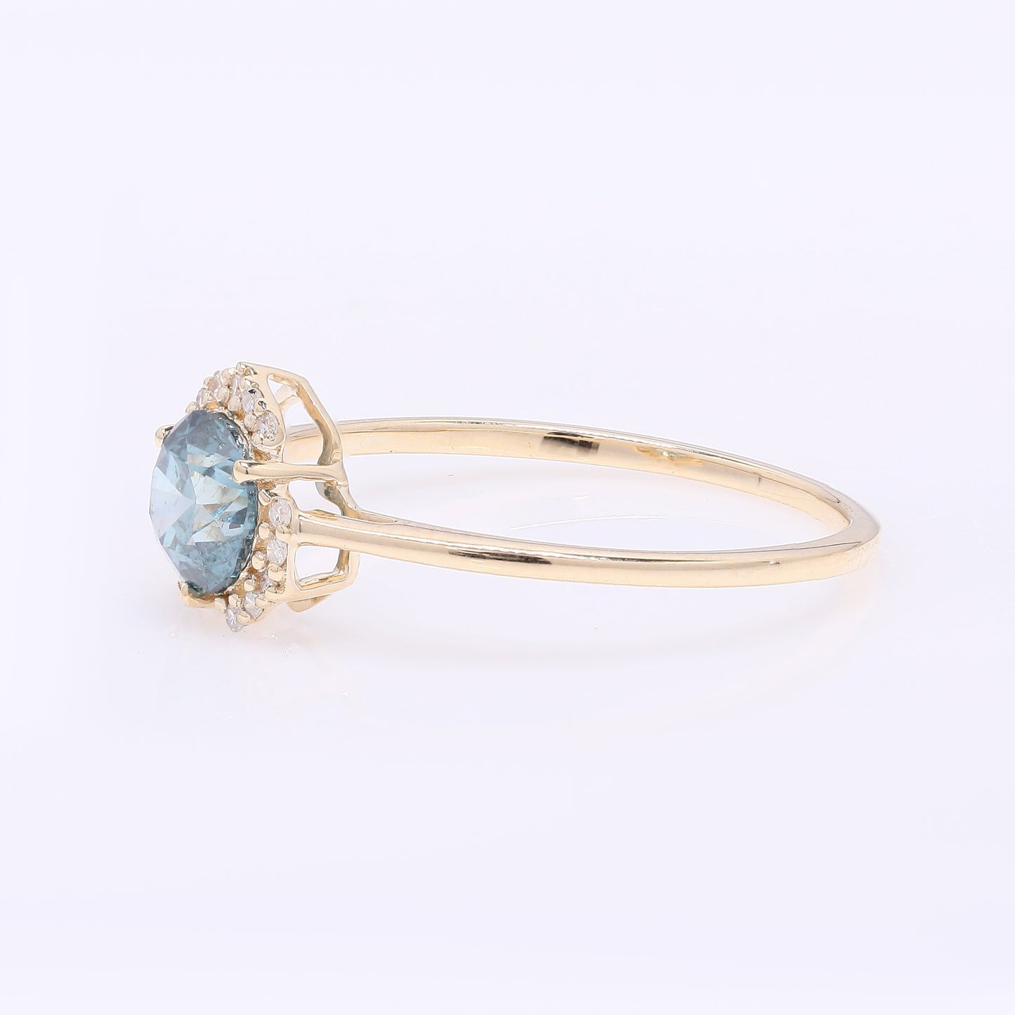 0.74 Ct Round Blue Diamond 14K Gold Ring