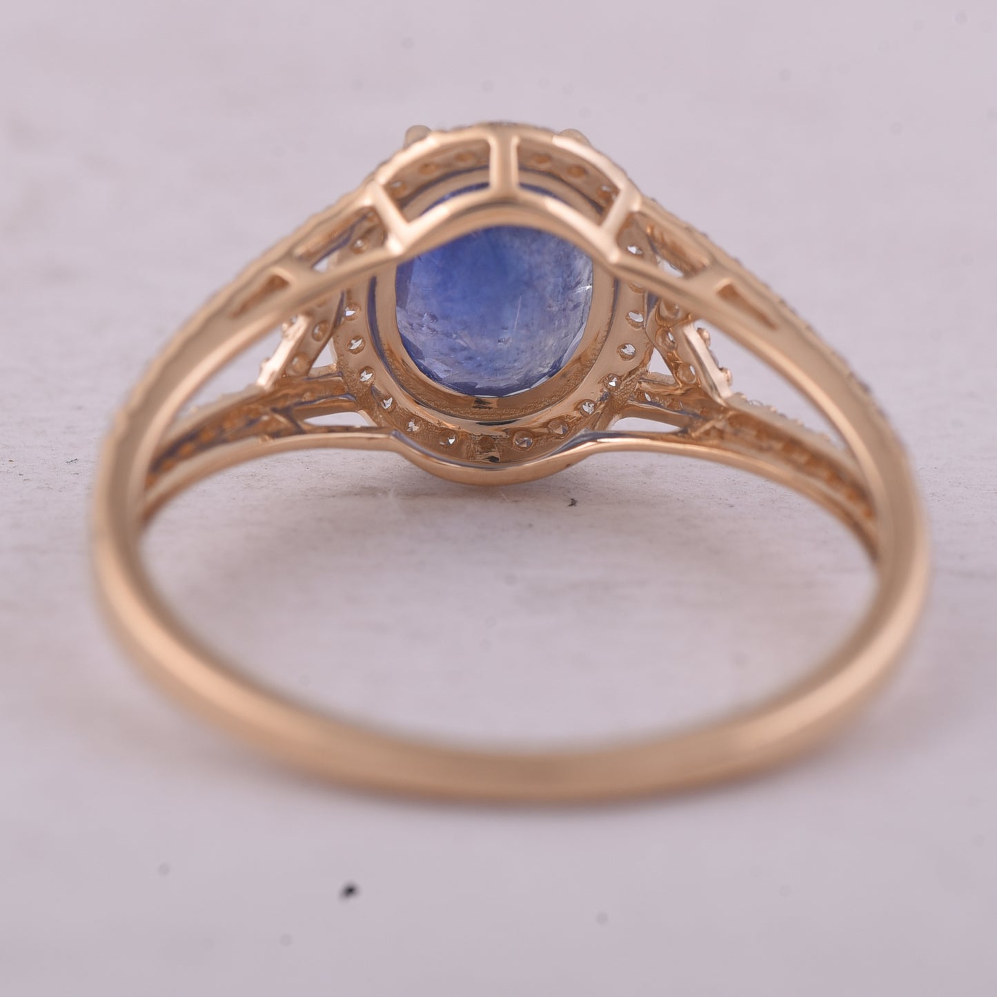 2.00 Ct Oval Mixed Cut Natural Sapphire 14K Gold Ring