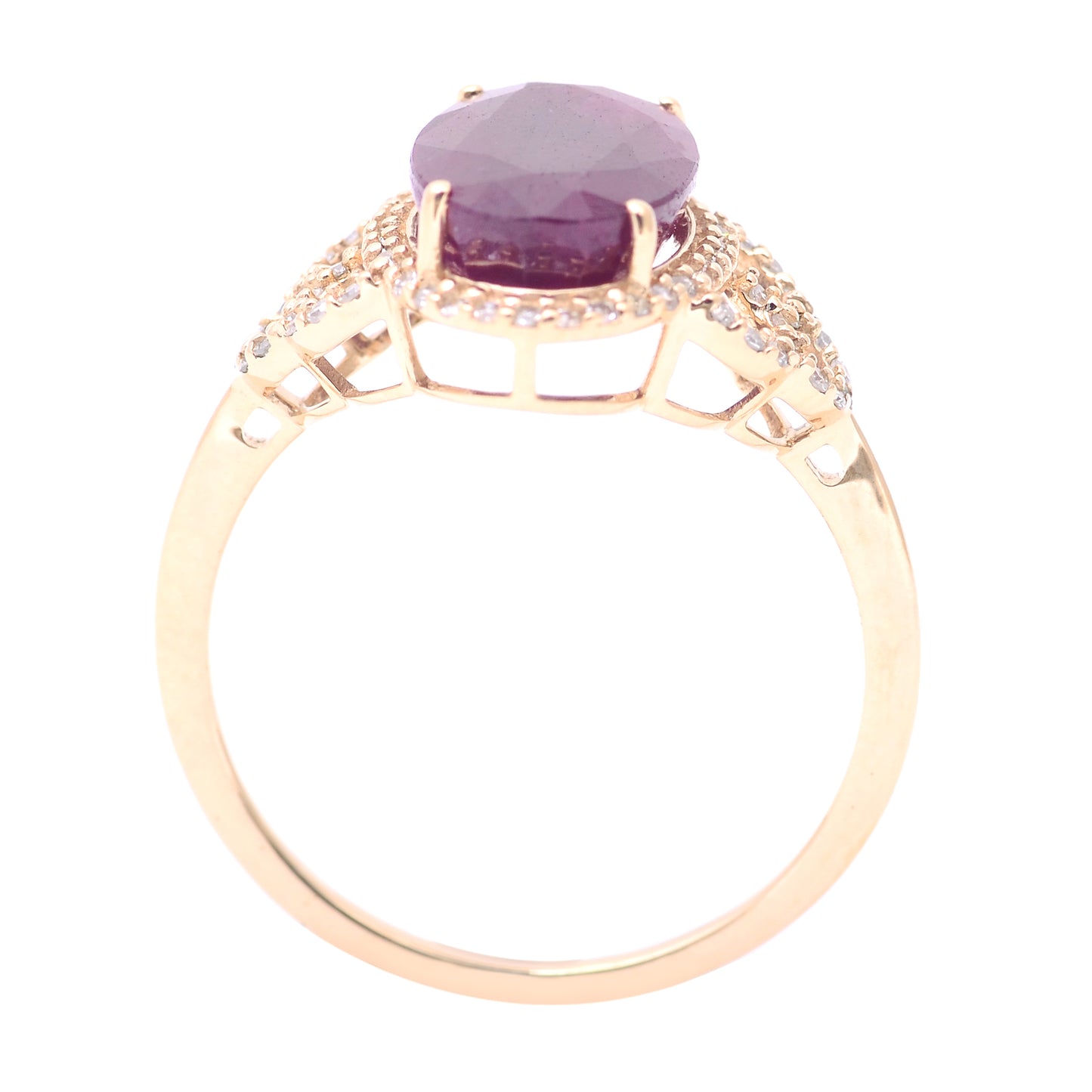 4.44 Ct Oval Mixed Cut Natural Corundum Ruby 14K Gold Ring