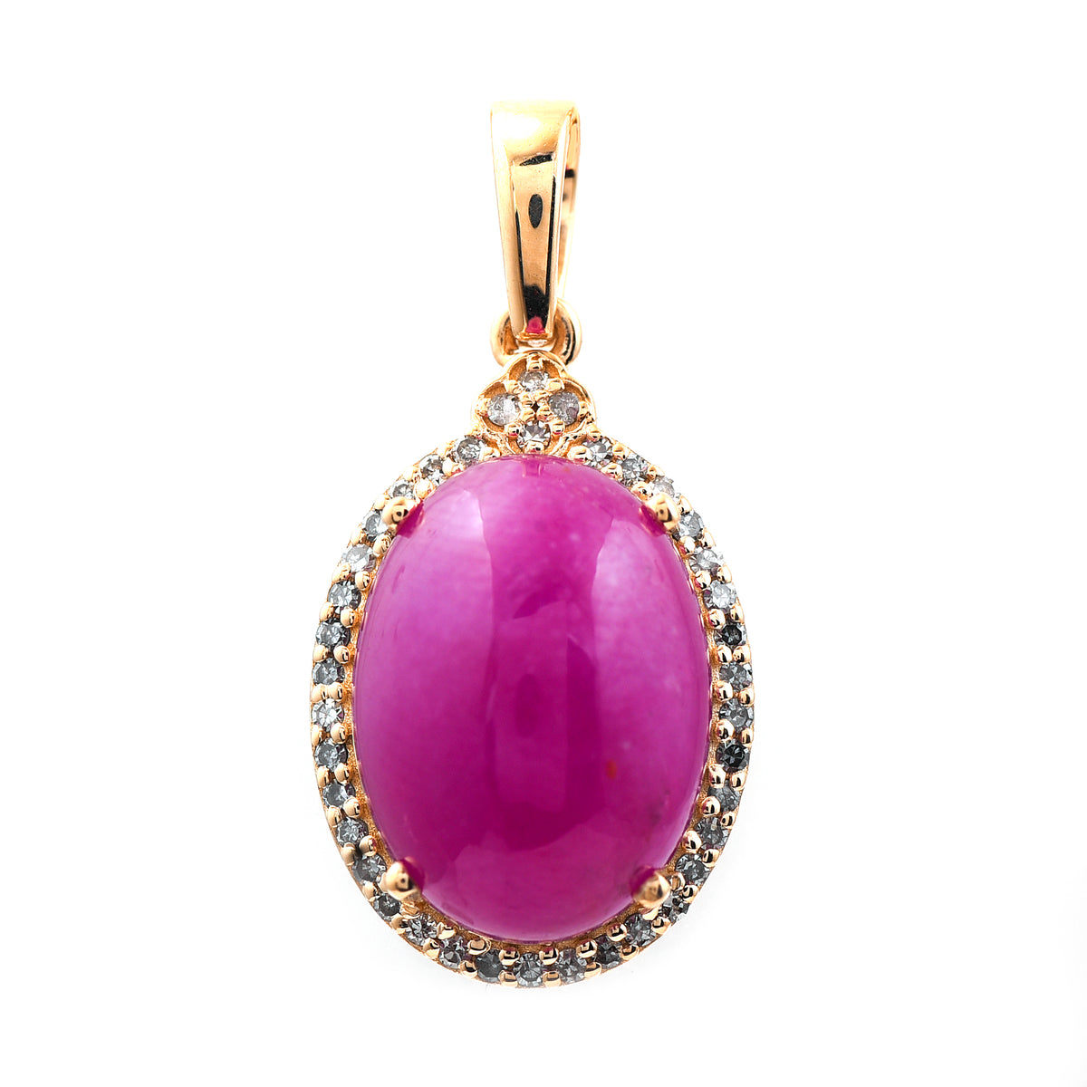 8.02 Ct Oval Cabochon Cut Natural Ruby 14K Gold Pendant