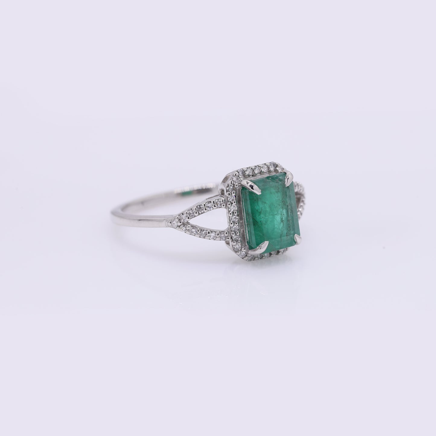 1.83 Ct Octagon Step Cut Natural Emerald 950 Platinum Ring