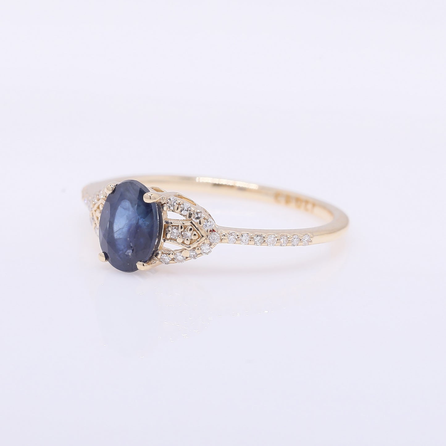 1.21 Ct Oval Mixed Cut Natural Sapphire 14K Gold Ring