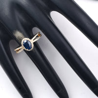 1.42 Ct Oval Mixed Cut Natural Sapphire 14K Gold Ring