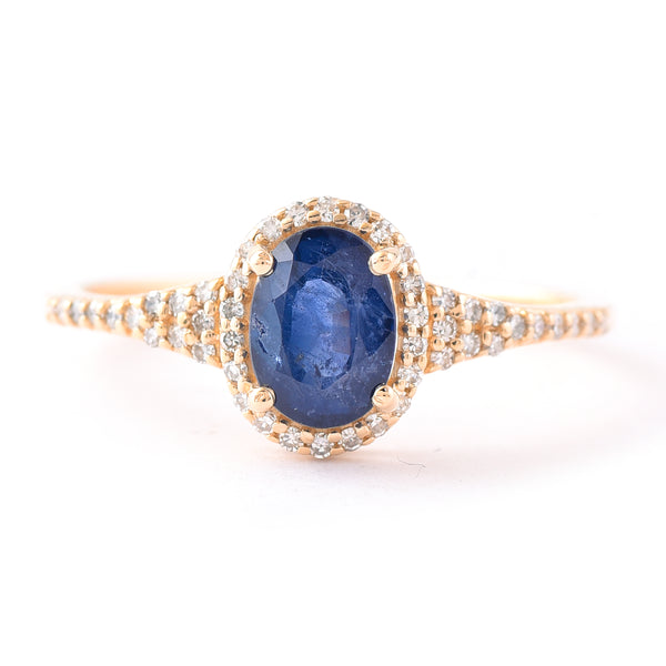 1.23 Ct Oval Mixed Cut Natural Sapphire 14K Gold Ring