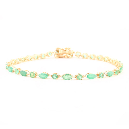 5.22 Ct Marquise Emerald 14K Gold Bracelet