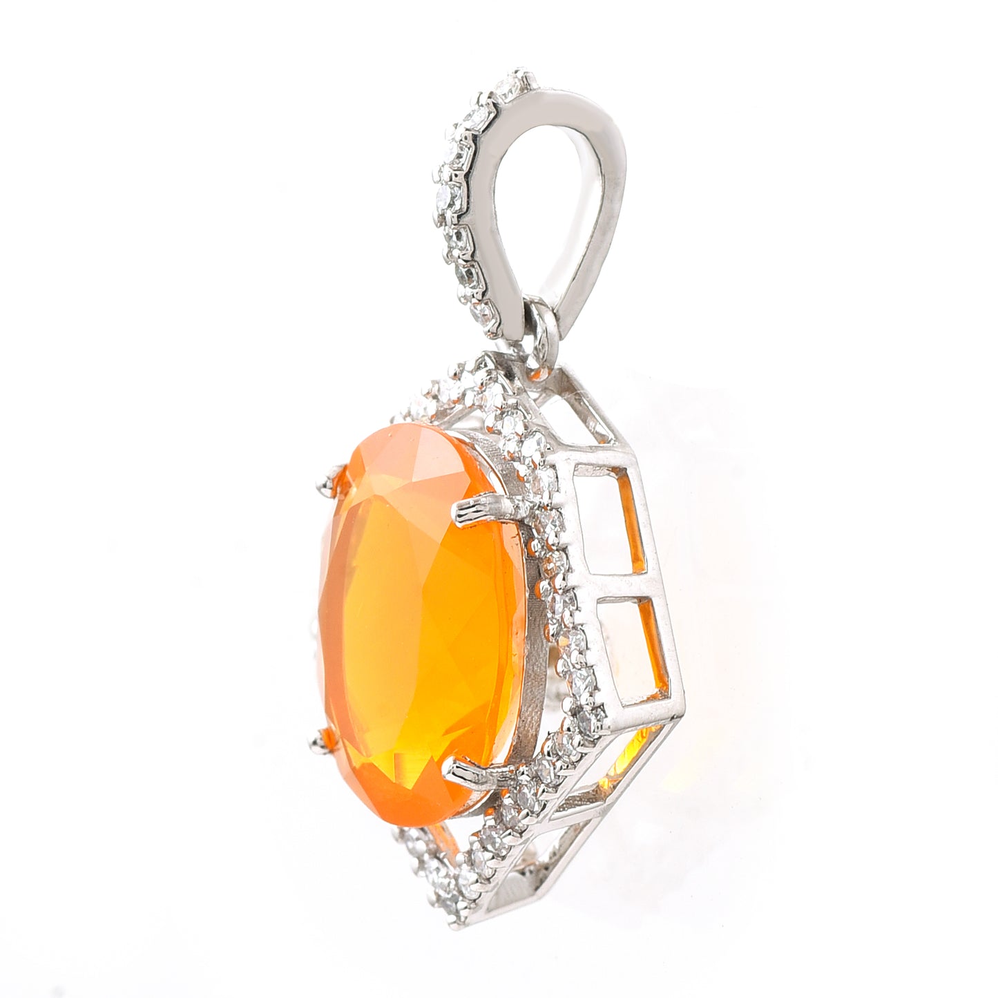 1.76 Ct Oval Fire Opal 950 Platinum Pendant