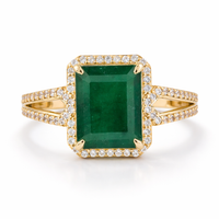 3.87 Ct Octagon Emerald 9K Gold Ring