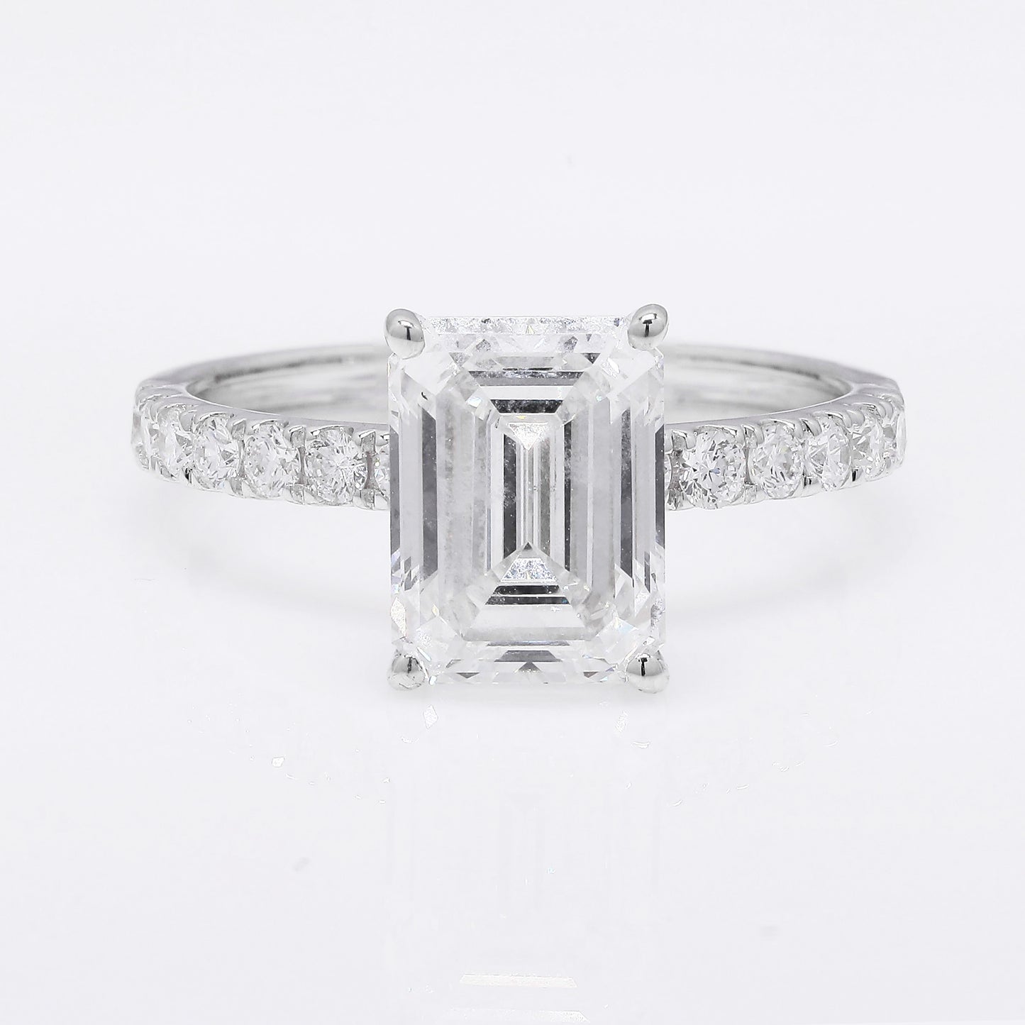 3.26 Ct Emerald Cut Lab Grown Diamond 14K Gold Ring