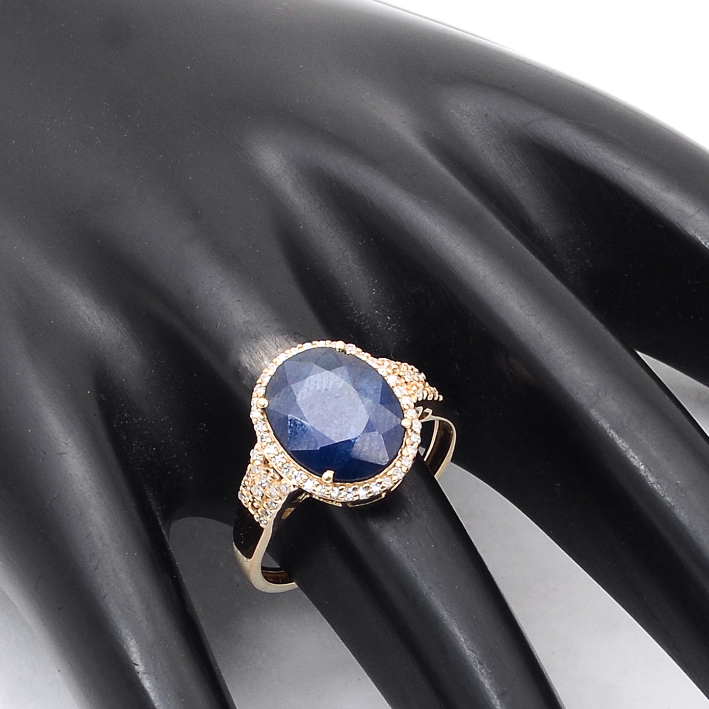 4.56 Ct Oval Mixed Cut Natural Sapphire 14K Gold Ring
