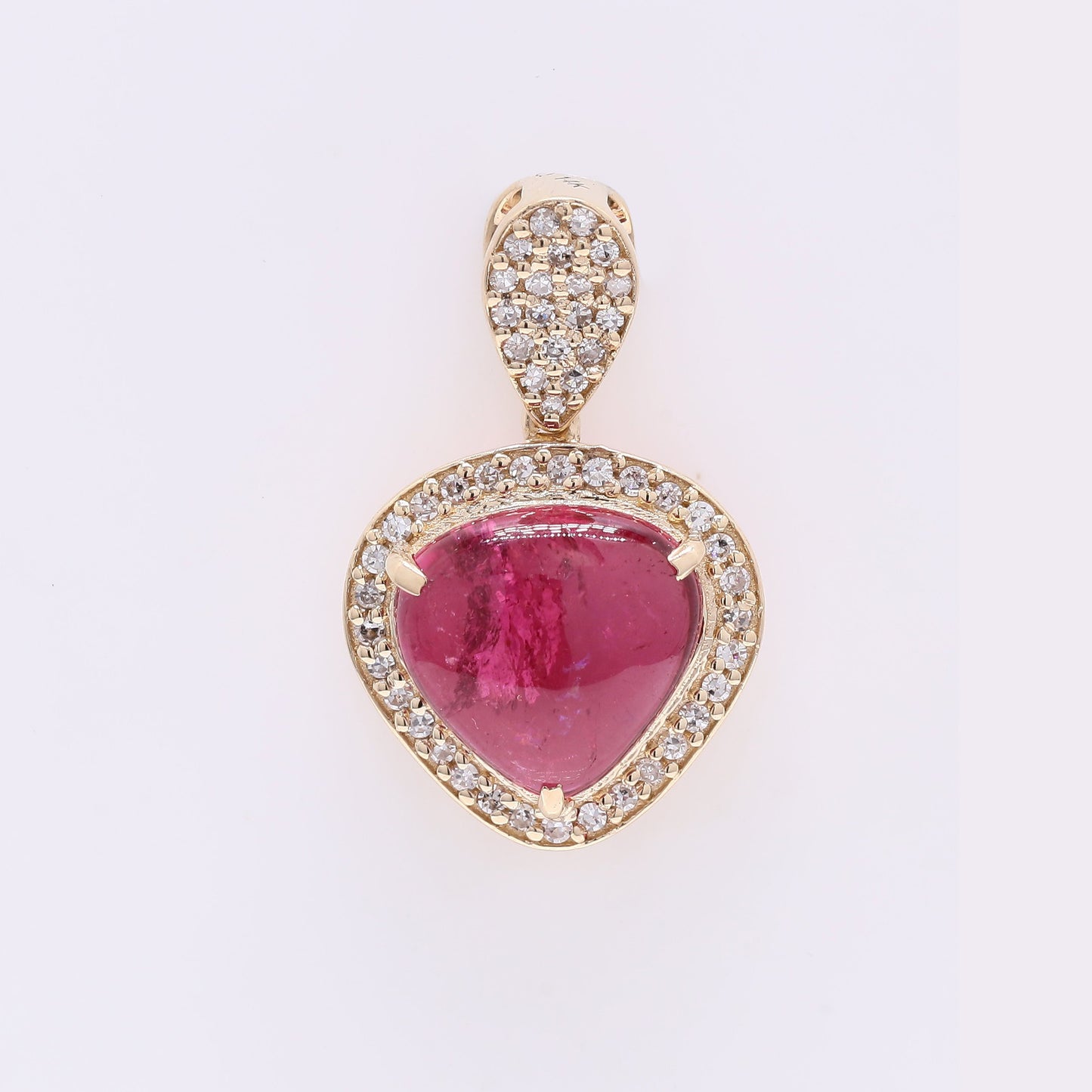 2.69 Ct Pear Cabochon Natural Tourmaline 14K Gold Pendant