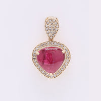 2.69 Ct Pear Cabochon Natural Tourmaline 14K Gold Pendant