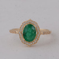 1.29 Ct Oval Emerald 9K Gold Ring