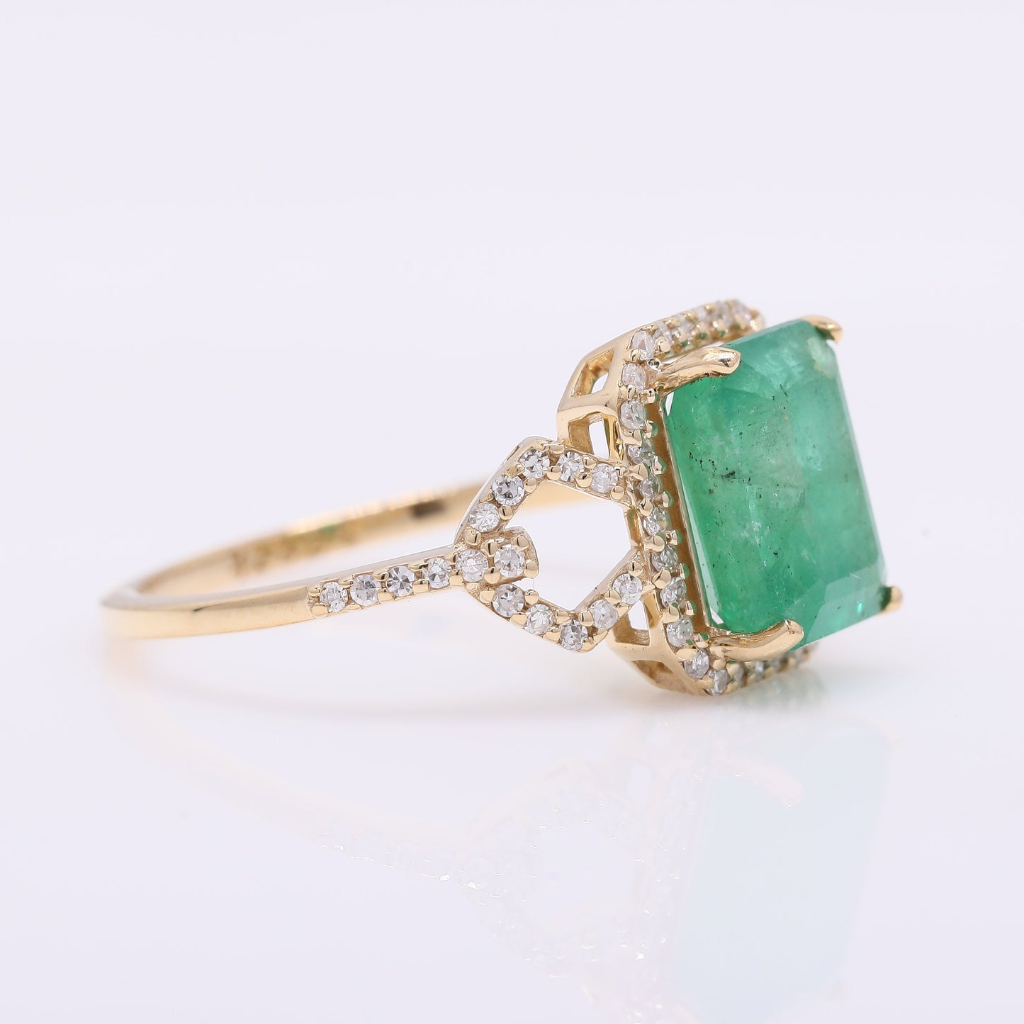 2.72 Ct Octagon Step Cut Natural Emerald 14K Gold Ring