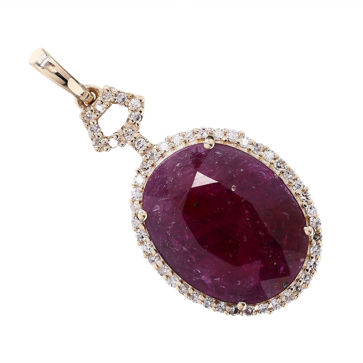 3.76 Ct Oval Mixed Cut Natural Corundum Ruby 14K Gold Pendant