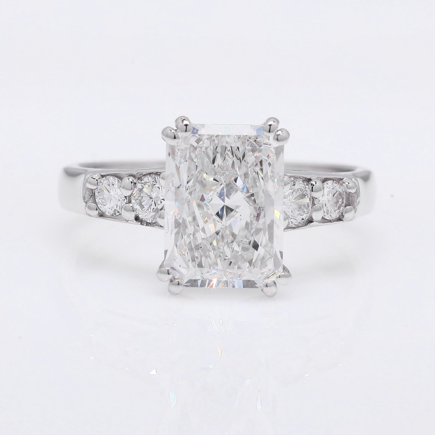 3.15 Ct Cut Cornered Rectangular Modified Brilliant Lab Grown Diamond 950 Platinum Ring