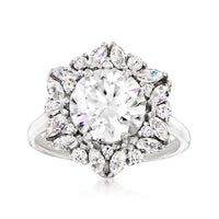 5.37 ct. t.w. Moissanite Hexagonal Ring in Sterling Silver. Size 5