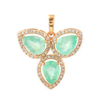 2.16 Ct Pear Mixed Cut Natural Emerald 14K Gold Pendant