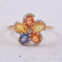 1.80 Ct Oval Natural Multi-Coloured Sapphire 14K Gold Ring