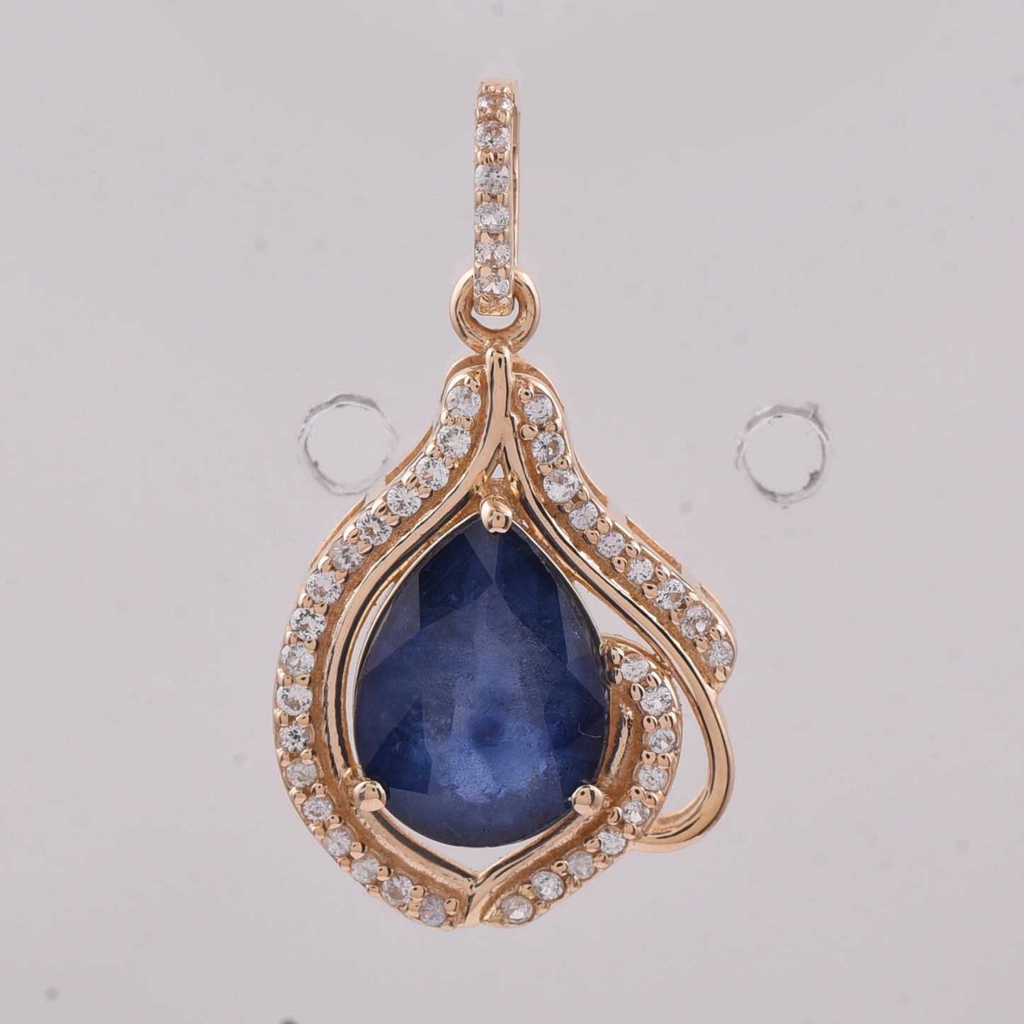 2.15 Ct Pear Natural Sapphire 14K Gold Pendant