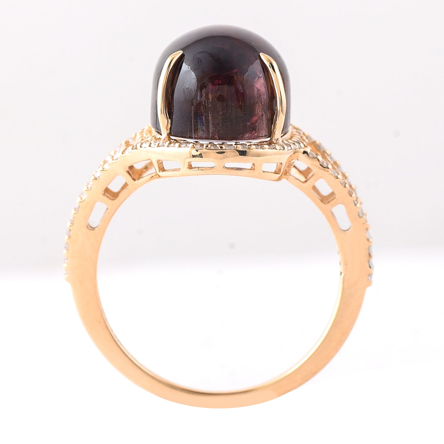 10.50 Ct Oval Cabochon Cut Natural Tourmaline 14K Gold Ring