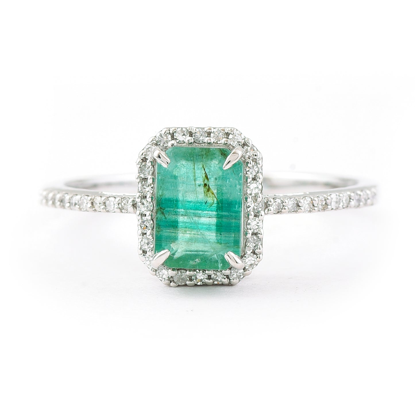 1.53 Ct Octagon Step Cut Natural Emerald 950 Platinum Ring