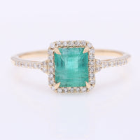 1.15 Ct Octagon Step Cut Natural Emerald 14K Gold Ring