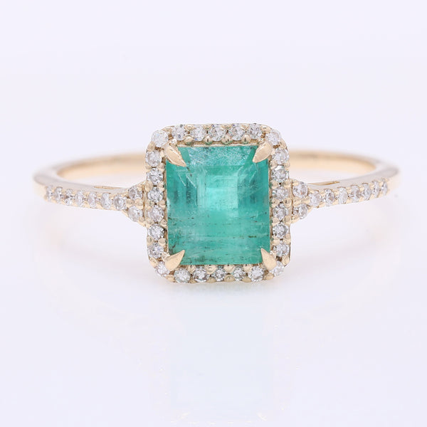 1.15 Ct Octagon Step Cut Natural Emerald 14K Gold Ring