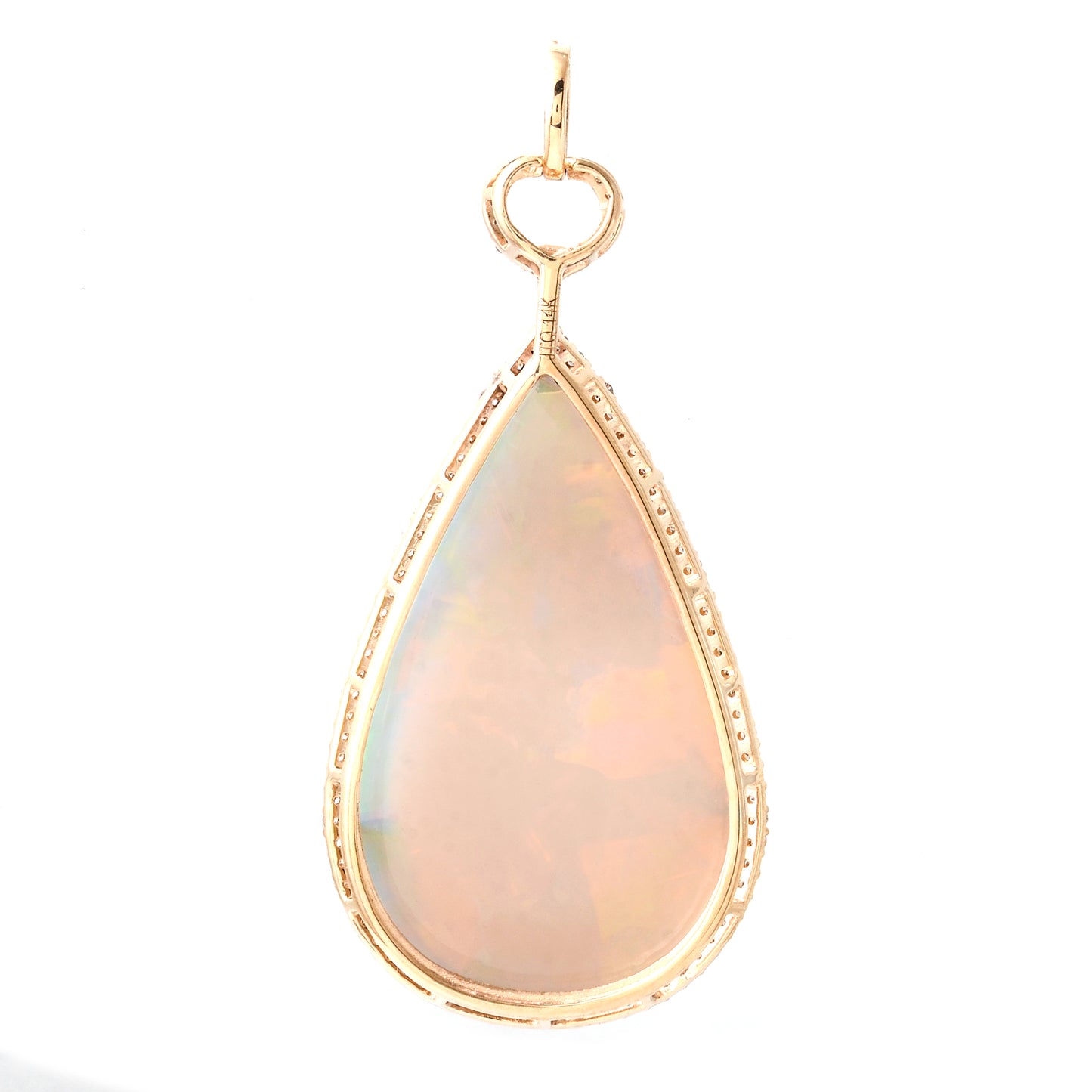 24.52 Ct Pear Cabochon Natural Opal 14K Gold Pendant