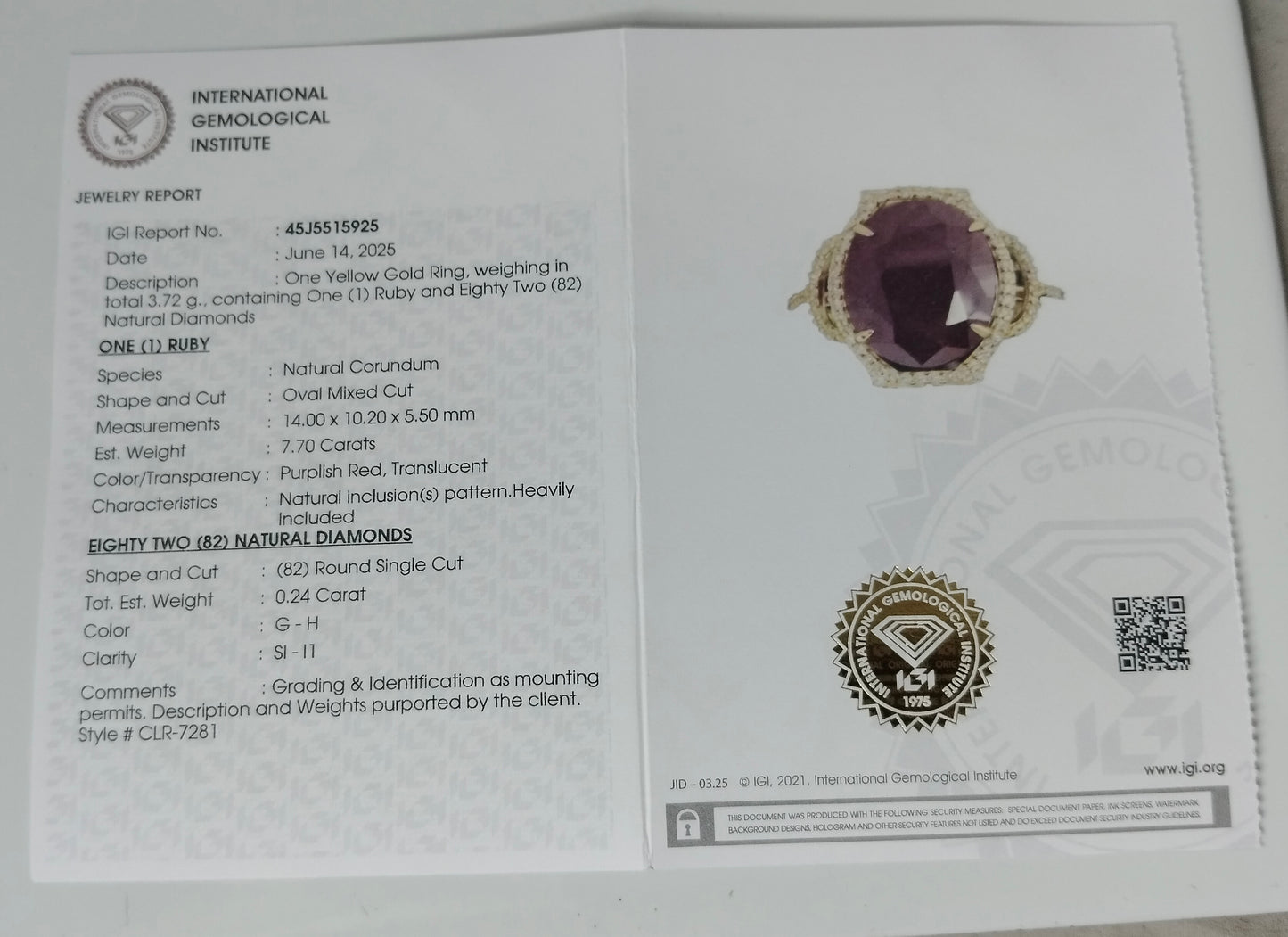 7.94 Ct Oval Mixed Cut Natural Corundum Ruby 14K Gold Ring