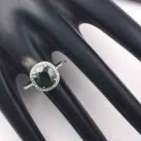 3.69 Ct Cushion Mixed Cut Natural Green Sapphire 950 Platinum Ring