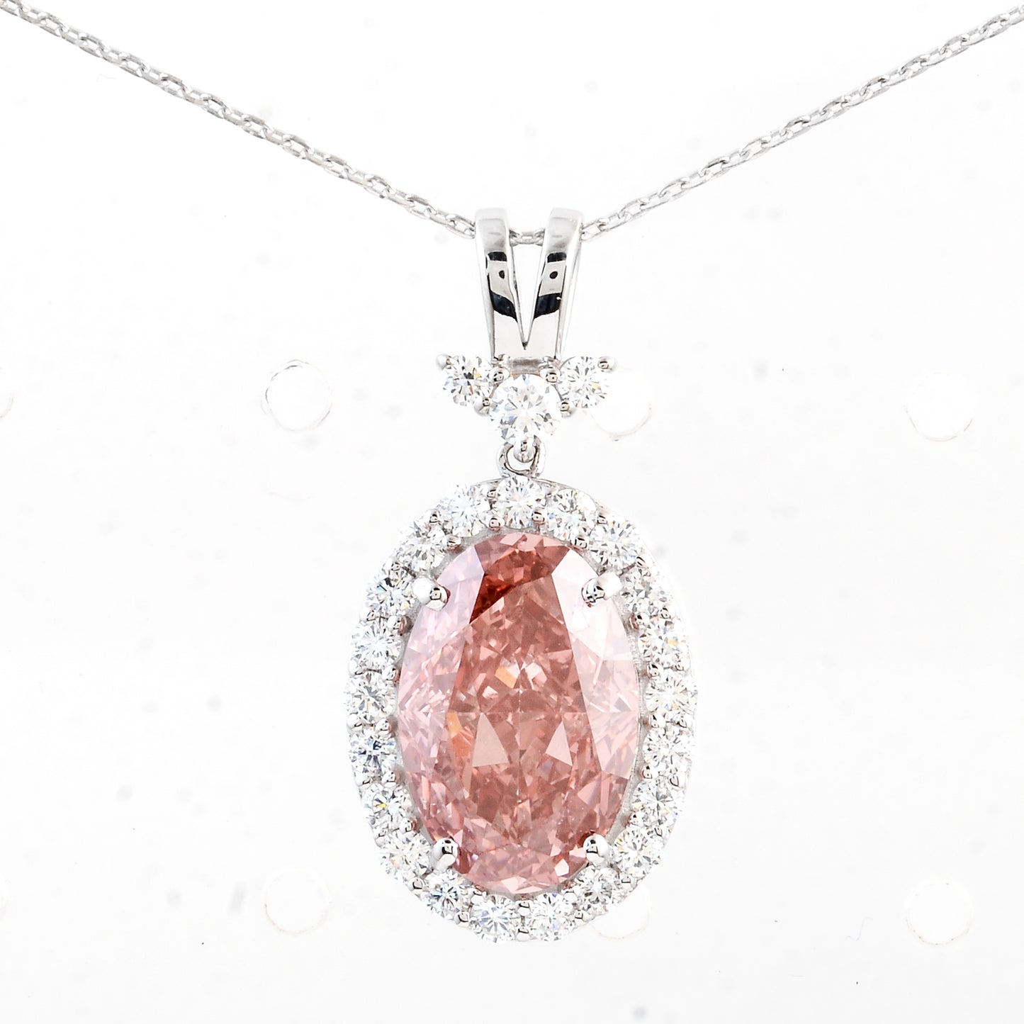 5.69 Carats Pink Lab Grown Diamond 14K Gold Pendant