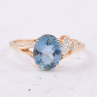 1.69 Ct Oval Natural Aquamarine 14K Gold Ring