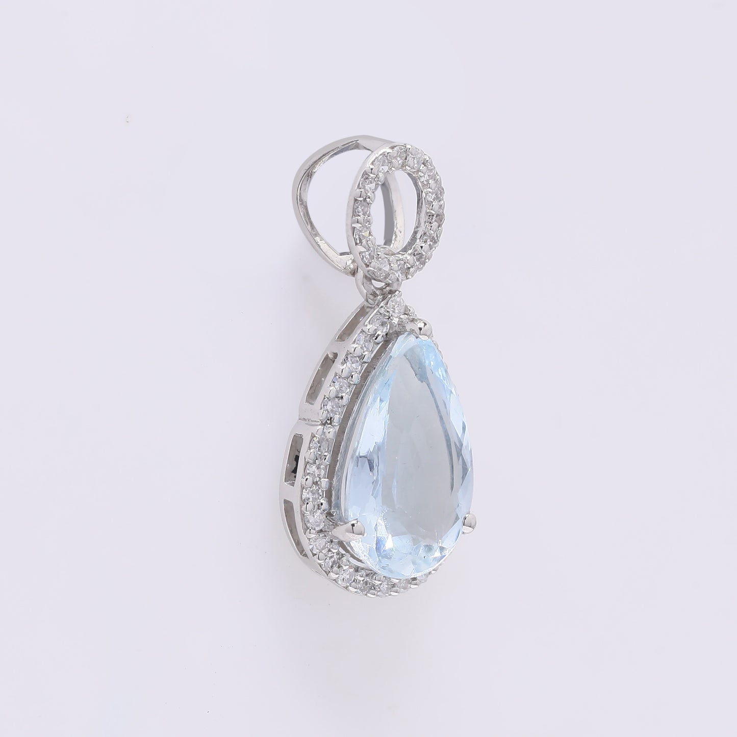 1.46 Ct Pear Mixed Cut Natural Aquamarine 950 Platinum Pendant