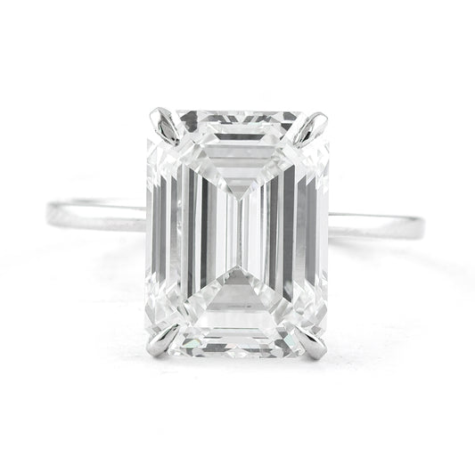 6.68 Ct Emerald Lab Grown Diamond 950 Platinum Ring