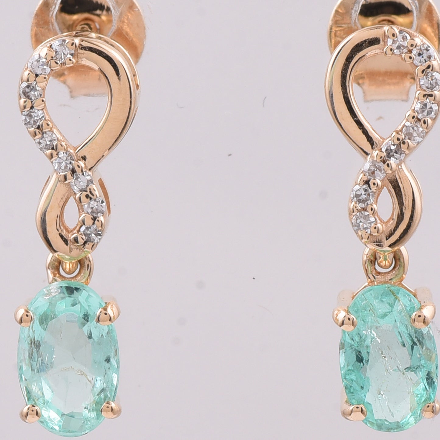 0.85 Ct Oval Natural Emerald 14K Gold Earrings