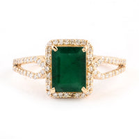 1.65 Ct Emerald Cut Natural Beryl Emerald 14K Gold Ring