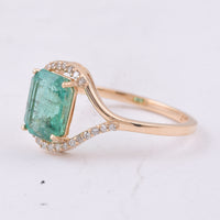 1.66 Ct Octagon Step Cut Natural Emerald 14K Gold Ring